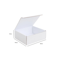 Csomagoló doboz, önzáró, postai kartondoboz 140x125x55mm fehér