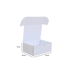 Csomagoló doboz, önzáró, postai kartondoboz 150x120x60mm fehér
