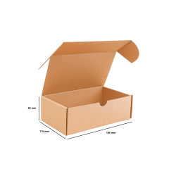 Csomagoló doboz, önzáró, postai kartondoboz 195x115x65mm barna