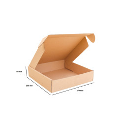 Csomagoló doboz, önzáró, postai kartondoboz 250x255x60mm barna