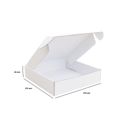 Csomagoló doboz, önzáró, postai kartondoboz 250x255x60mm fehér