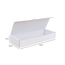 Csomagoló doboz, önzáró, postai kartondoboz 295x100x45mm fehér