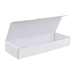 Csomagoló doboz, önzáró, postai kartondoboz 295x100x45mm fehér