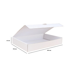 Csomagoló doboz, önzáró, postai kartondoboz 295x190x45mm fehér