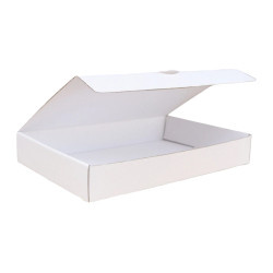 Csomagoló doboz, önzáró, postai kartondoboz 295x190x45mm fehér