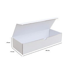 Csomagoló doboz, önzáró, postai kartondoboz 305x115x65mm fehér