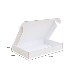 Csomagoló doboz, önzáró, postai kartondoboz 315x220x48mm fehér