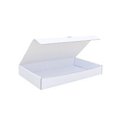 Csomagoló doboz, önzáró, postai kartondoboz 335x190x45mm fehér