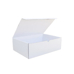 Csomagoló doboz, önzáró, postai kartondoboz 360x260x115mm fehér