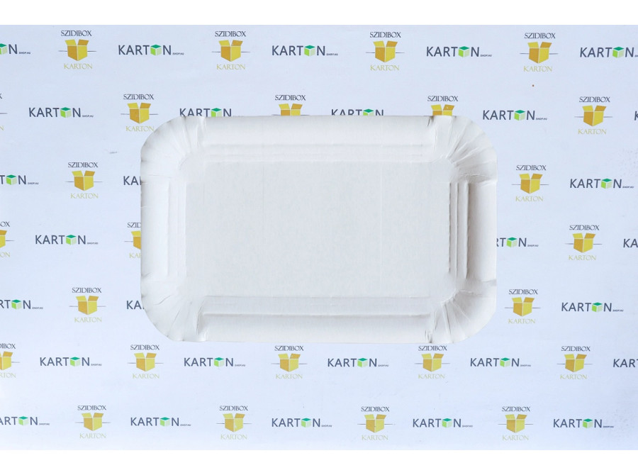 Papírtálca, szögletes, fehér, 10x16cm, 105x165mm, sütemény tálca, ételcsomagolás