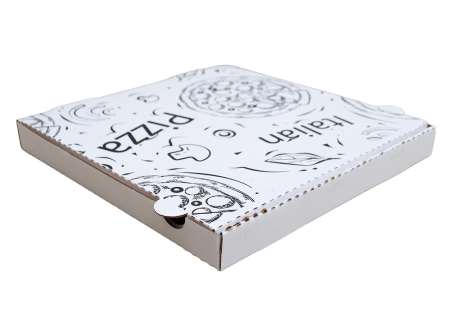 Pizzás doboz 330x330x35mm fekete-fehér, kartondoboz pizza doboz, ételcsomagolás