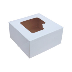 Süteményes doboz, tortadoboz, fehér, ablakos, ételcsomagolás 22x22x11cm P697