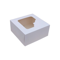 Süteményes doboz, tortadoboz, fehér, ablakos, ételcsomagolás, 25x25x12cm P1823