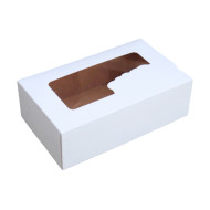 Süteményes doboz, tortadoboz, fehér, ablakos, ételcsomagolás 25x15x8cm P692