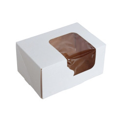 Süteményes doboz, tortadoboz, fehér, ablakos, ételcsomagolás 16,5x11x8cm P688